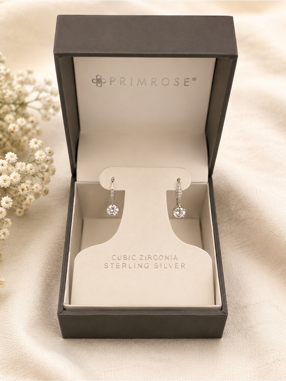 Sterling Silver Cubic Zirconia Dangle Earrings - Silver
